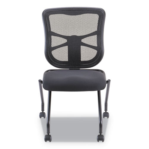 Sillas anidadas de malla Alera Ellusion, soporta hasta 275 lb, altura del asiento de 18.1", asiento negro, respaldo negro, base negra, 2/caja