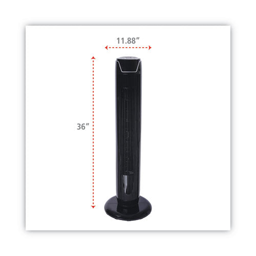Ventilador de torre oscilante de 36" y 3 velocidades con control remoto, plástico, negro