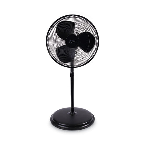 Ventilador de pedestal oscilante de 16" y 3 velocidades, metal, plástico, negro