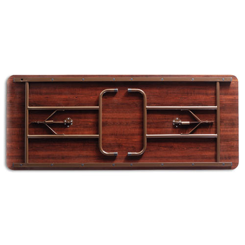 Wood Folding Table, Rectangular, 95.88w X 29.88d X 29.13h, Mahogany
