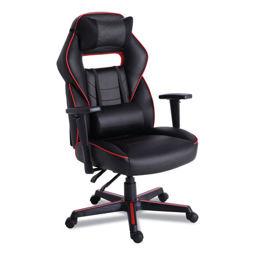 Silla ergonómica para juegos estilo carreras, soporta 275 lb, altura del asiento de 15.91" a 19.8", asiento/respaldo con borde negro/rojo, base negra/roja
