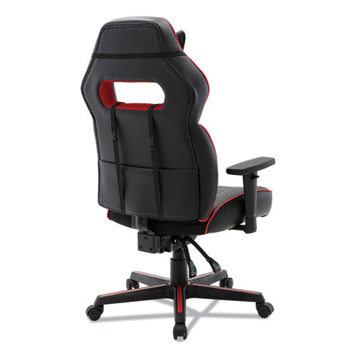 Silla ergonómica para juegos estilo carreras, soporta 275 lb, altura del asiento de 15.91" a 19.8", asiento/respaldo con borde negro/rojo, base negra/roja