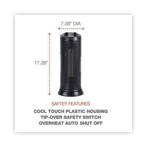 Calefactor cerámico minitorre, 1500 W, 7,37 x 7,37 x 17,37, negro
