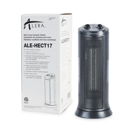 Mini Tower Ceramic Heater, 1,500 W, 7.37 X 7.37 X 17.37, Black