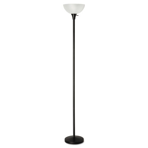 Lámpara de pie, 71" de alto, pantalla de plástico translúcido, 11,25 de ancho x 11,25 de profundidad x 71 de alto, negro mate