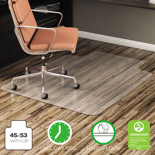 Tapete para silla sin tachuelas para uso durante todo el día para pisos duros, 45 x 53, borde ancho, transparente
