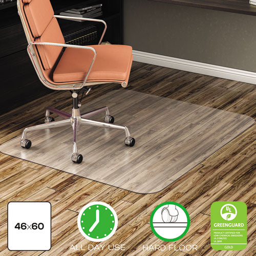 Tapete para silla sin tachuelas para uso durante todo el día para pisos duros, 46 x 60, rectangular, transparente
