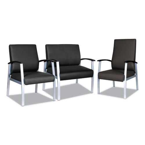 Alera Metalounge Series Bariatric Guest Chair, 30.51" X 26.96" X 33.46", asiento negro, respaldo negro, base plateada