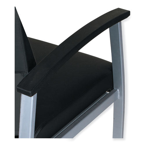 Alera Metalounge Series Silla para invitados con respaldo medio, 24.6" X 26.96" X 33.46", asiento negro, respaldo negro, base plateada