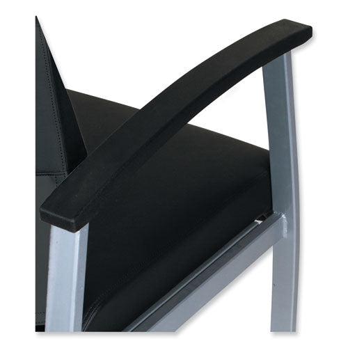 Alera Metalounge Series Silla para invitados con respaldo alto, 24.6" X 26.96" X 42.91", asiento negro, respaldo negro, base plateada