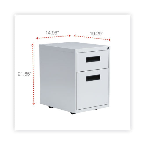 Pedestal para archivos, derecho o izquierdo, 2 cajones: caja/archivo, oficio/carta, gris claro, 14,96" x 19,29" x 21,65"