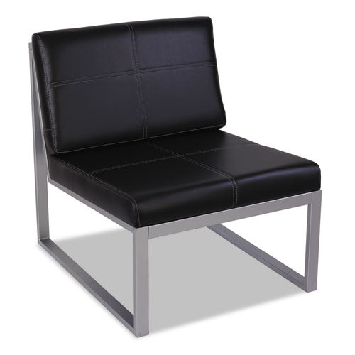 Silla sin brazos serie Alera Ispara, 26.57" x 30.71" x 31.1", asiento negro, respaldo negro, base plateada