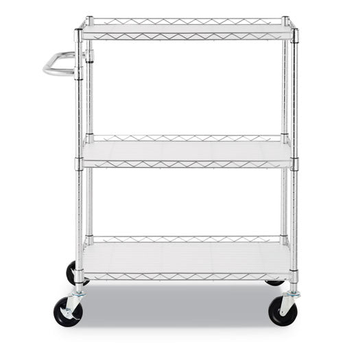 Three-shelf Wire Cart With Liners, Metal, 3 Shelves, 600 Lb Capacity, 34.5" X 18" X 40", Silver