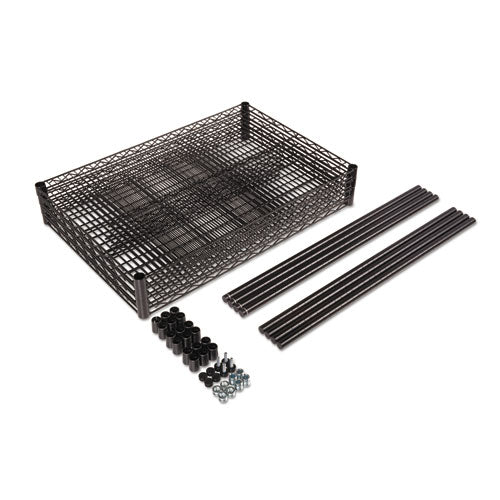 Kit de estantería de alambre industrial de cuatro estantes con certificación NSF, 36 de ancho x 24 de profundidad x 72 de alto, negro