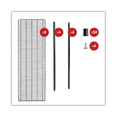 Kit de estanterías de alambre de 6 estantes con certificación NSF, 48 de ancho x 18 de profundidad x 72 de alto, negro antracita