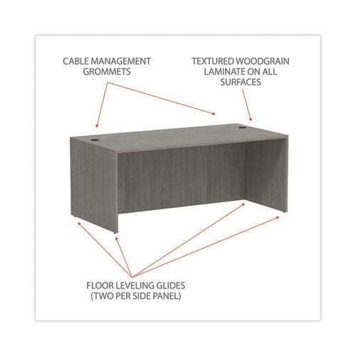 Alera Valencia Series Straight Front Desk Shell, 71" x 35.5" x 29.63", gris