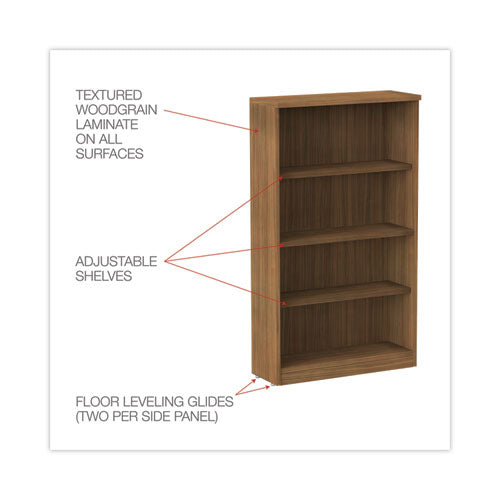 Librería serie Alera Valencia, cuatro estantes, 31.75 ancho x 14 profundidad x 54.88 alto, nogal moderno