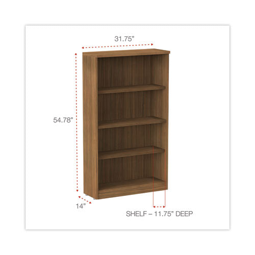 Librería serie Alera Valencia, cuatro estantes, 31.75 ancho x 14 profundidad x 54.88 alto, nogal moderno