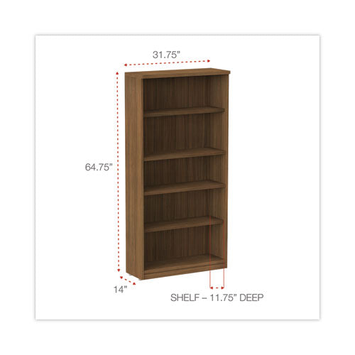 Librería serie Alera Valencia, cinco estantes, 31.75 ancho x 14 profundidad x 64.75 alto, nogal moderno