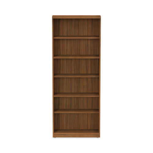 Librería serie Alera Valencia, seis estantes, 31.75 ancho x 14 profundidad x 80.25 alto, nogal moderno