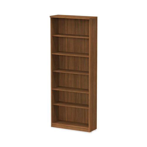 Librería serie Alera Valencia, seis estantes, 31.75 ancho x 14 profundidad x 80.25 alto, nogal moderno