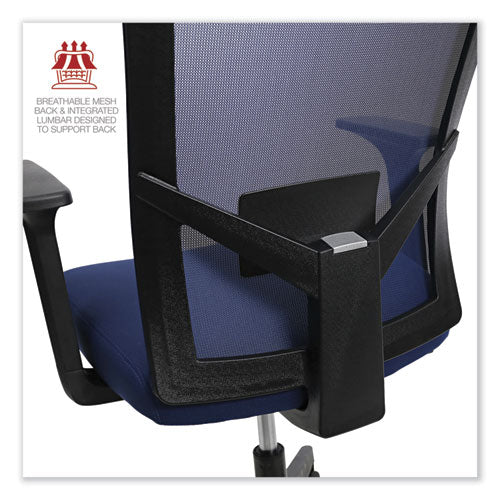 Silla operativa de tela con respaldo de malla, soporta hasta 275 lb, altura del asiento de 17.32" a 21.1", asiento azul marino, respaldo azul marino