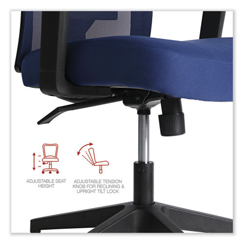 Silla operativa de tela con respaldo de malla, soporta hasta 275 lb, altura del asiento de 17.32" a 21.1", asiento azul marino, respaldo azul marino