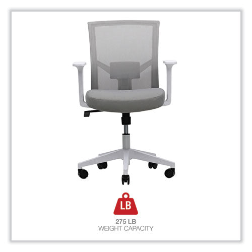 Silla de trabajo de tela con respaldo de malla, soporta hasta 275 lb, altura del asiento de 17.32" a 21.1", asiento gris, respaldo gris