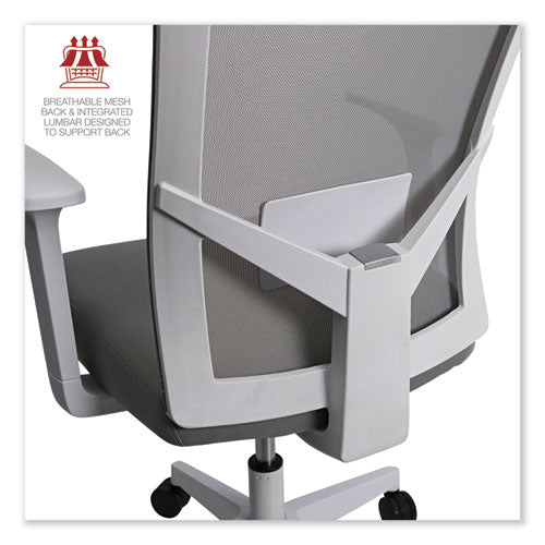 Silla de trabajo de tela con respaldo de malla, soporta hasta 275 lb, altura del asiento de 17.32" a 21.1", asiento gris, respaldo gris