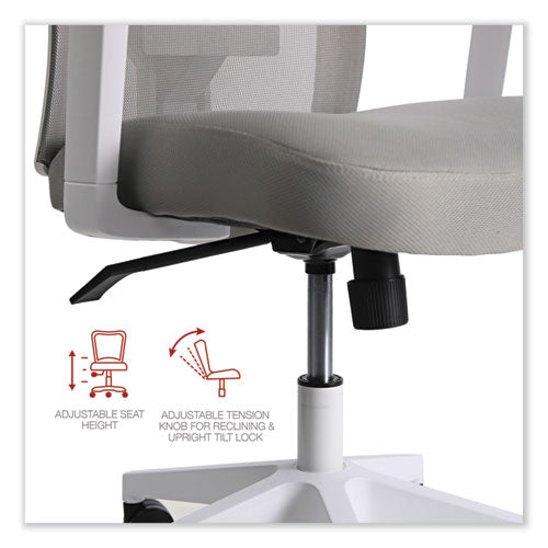 Silla de trabajo de tela con respaldo de malla, soporta hasta 275 lb, altura del asiento de 17.32" a 21.1", asiento gris, respaldo gris