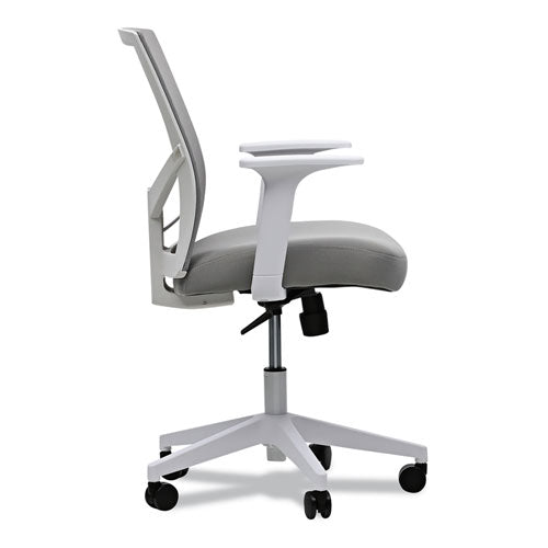 Silla de trabajo de tela con respaldo de malla, soporta hasta 275 lb, altura del asiento de 17.32" a 21.1", asiento gris, respaldo gris