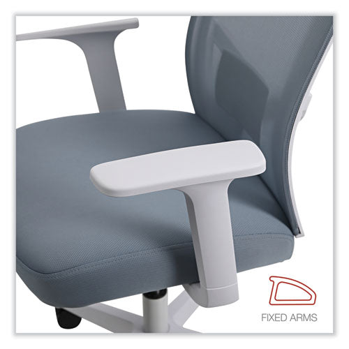 Silla de trabajo de tela con respaldo de malla, soporta hasta 275 lb, altura del asiento de 17.32" a 21.1", asiento/respaldo azul espuma de mar