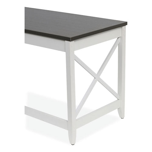 Escritorio Farmhouse en forma de L, 58.27" X 58.27" X 29.53", gris/blanco