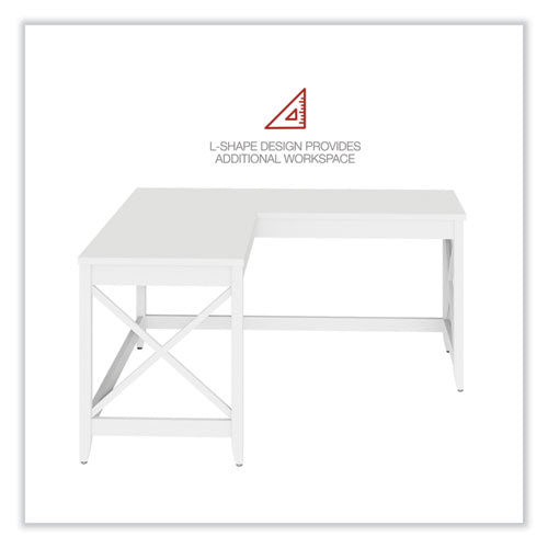 Escritorio Farmhouse en forma de L, 58.27" x 58.27" x 29.53", blanco