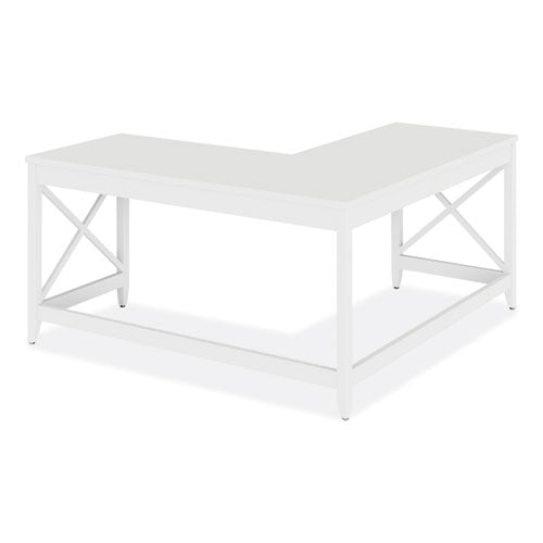 Escritorio Farmhouse en forma de L, 58.27" x 58.27" x 29.53", blanco