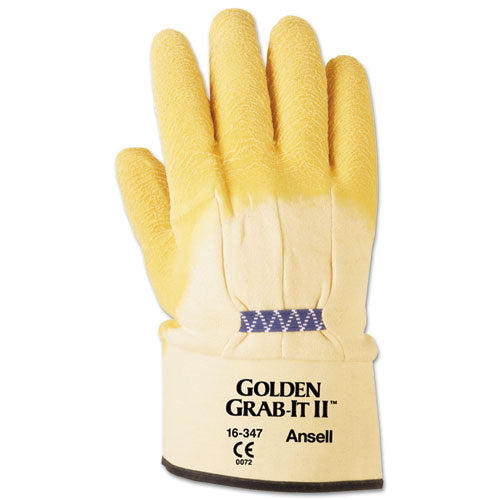 Golden Grab-it Ii Heavy-duty Work Gloves, Size 10, Latex/jersey, Yellow, 12 Pairs
