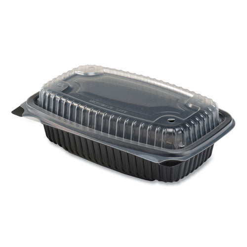 Recipiente apto para microondas Culinary Lites, 47.5 oz, 10.56 x 9.98 x 3.18, transparente/negro, plástico, 100/cartón