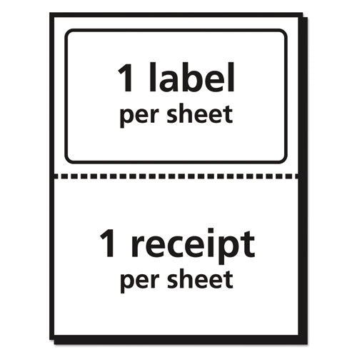 Etiquetas de envío con recibo en papel y tecnología Trueblock, impresoras de inyección de tinta/láser, 5,06 x 7,63, blancas, 50/paquete