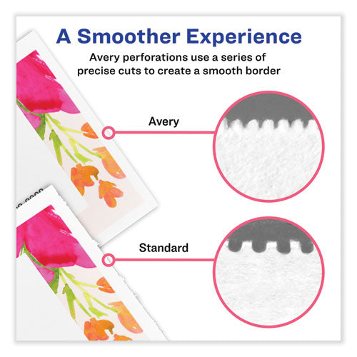 Tarjetas de presentación microperforadas imprimibles con tecnología de alimentación segura, láser, 2 x 3,5, blancas, 250 tarjetas, 10/hoja, 25 hojas/paquete