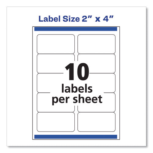 Shipping Labels W/ Trueblock Technology, Laser Printers, 2 X 4, White, 10/sheet, 250 Sheets/box