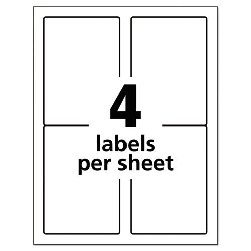 Durable Permanent Id Labels With Trueblock Technology, Laser Printers, 3.5 X 5, White, 4/sheet, 50 Sheets/pack