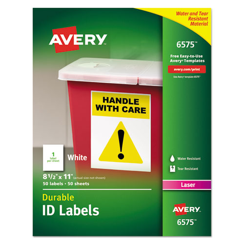 Durable Permanent Id Labels With Trueblock Technology, Laser Printers, 8.5 X 11, White, 50/pack