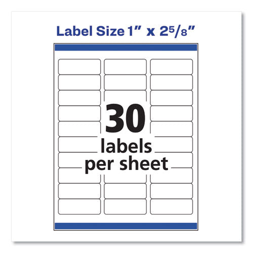 Easy Peel White Address Labels W/ Sure Feed Technology, Inkjet Printers, 1 X 2.63, White, 30/sheet, 25 Sheets/pack