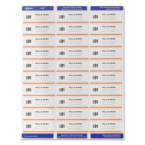 Easy Peel White Address Labels W/ Sure Feed Technology, Inkjet Printers, 1 X 2.63, White, 30/sheet, 25 Sheets/pack