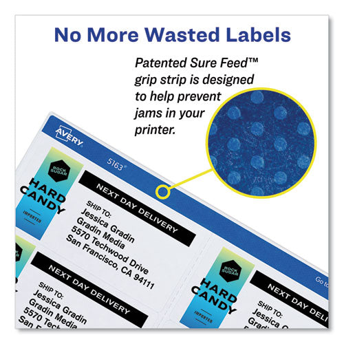 Shipping Labels W/ Trueblock Technology, Inkjet Printers, 3.33 X 4, White, 6/sheet, 100 Sheets/box