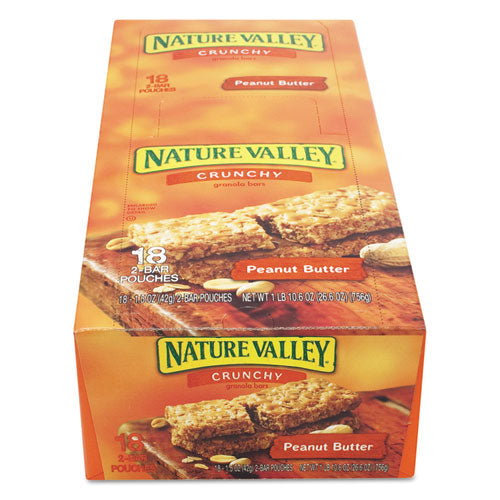 Barras de granola, cereal de mantequilla de maní, barra de 1.5 oz, 18/caja