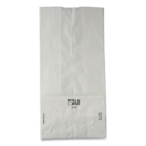 Bolsas de papel para comestibles, capacidad de 35 lb, n.° 8, 6.13" x 4.17" x 12.44", blanco, 500 bolsas