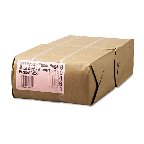 Bolsas de papel para comestibles, capacidad de 52 lb, n.° 2, 4.06" x 2.68" x 8.12", kraft, 250 bolsas/atado, 2 atados