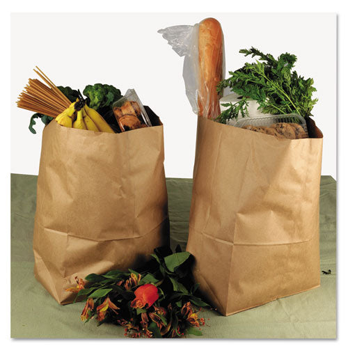 Grocery Paper Bags, Attached Handle, 30 Lb Capacity, 1/6 Bbl, 12 X 7 X 17, Kraft, 300 Bags