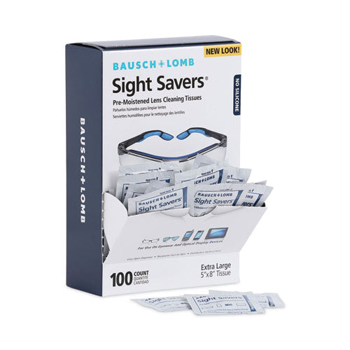 Pañuelos de limpieza de lentes prehumedecidos Sight Savers, 8 x 5, 100/caja, 10 cajas/cartón